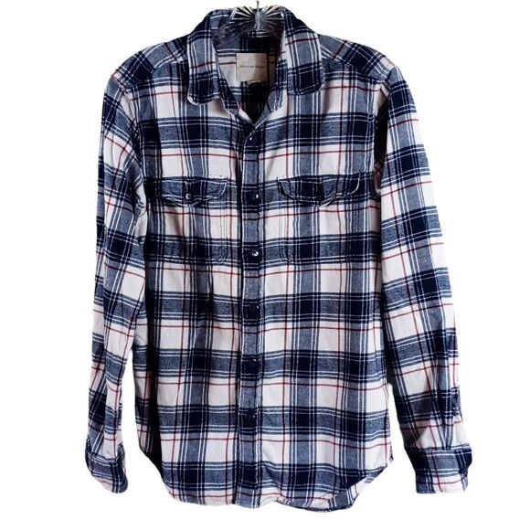 American Eagle Outfitters Tops - American Eagle Button Up Shirt Women's Red White Blue Long Sleeve Size S